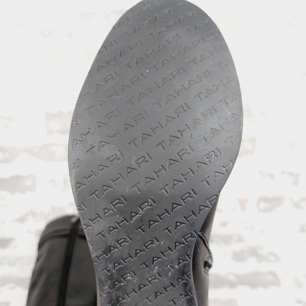 Tahari Kaley Black Leather Knee High Buckle Ridding Boots A920 - Picture 10 of 13